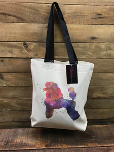 WATERCOLOR POODLE Cotton Canvas Tote Bag w/ Contrast Handles