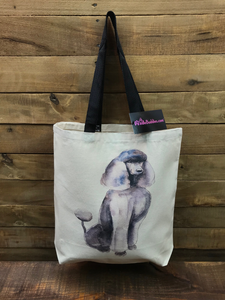 EXPENSIVE POODLE Cotton Canvas Tote Bag w/ Contrast Handles