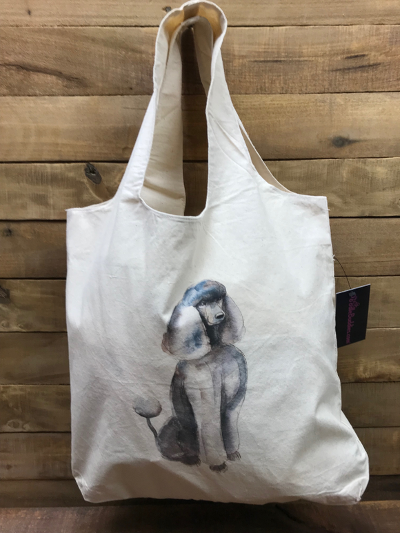 EXPENSIVE POODLE  Large 100% Cotton Stow-n-Go Tote Bag