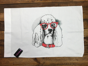 EYEGLASSES POODLE PILLOW CASE 100% COTTON