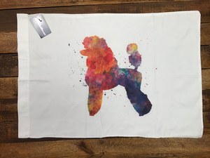 WATERCOLOR POODLE PILLOW CASE 100% COTTON