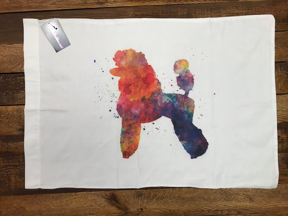 WATERCOLOR POODLE PILLOW CASE 100% COTTON