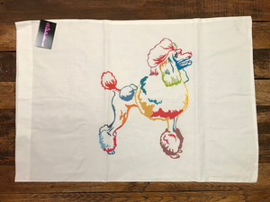 WHITE ART POODLE PILLOW CASE 100% COTTON
