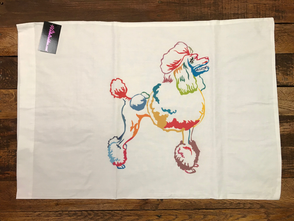WHITE ART POODLE PILLOW CASE 100% COTTON