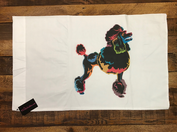BLACK ART POODLE PILLOW CASE 100% COTTON
