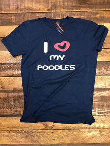 I (HEART) MY POODLE or POODLES T-SHIRT - NAVY BLUE