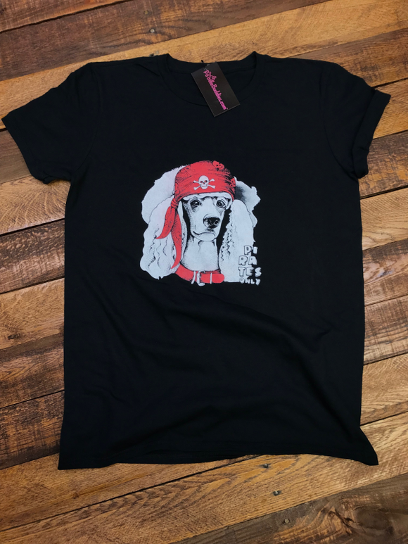PIRATE POODLE T-SHIRT - BLACK