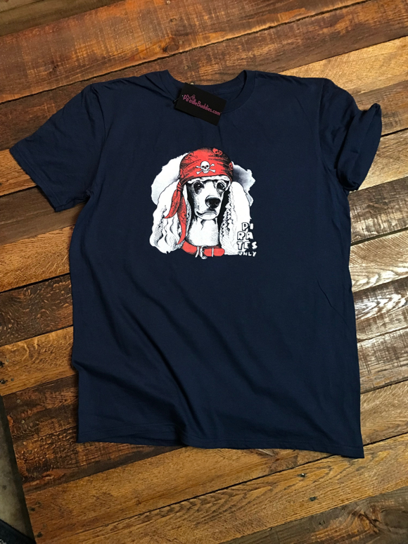 PIRATE POODLE T-SHIRT - NAVY BLUE