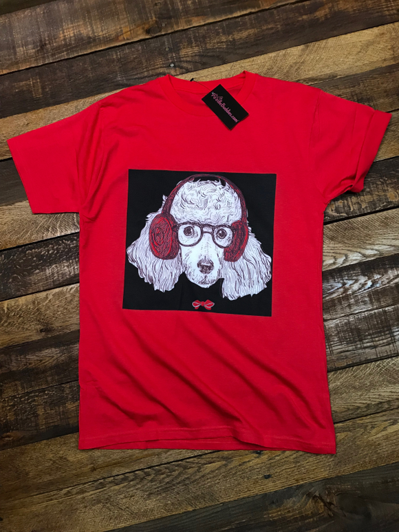 HEADPHONES POODLE T-SHIRT - RED