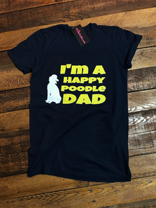 I'M A HAPPY POODLE DAD T-SHIRT - NAVY BLUE