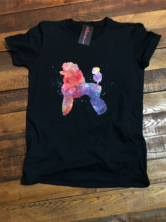 WATERCOLOR POODLE T-SHIRT - BLACK