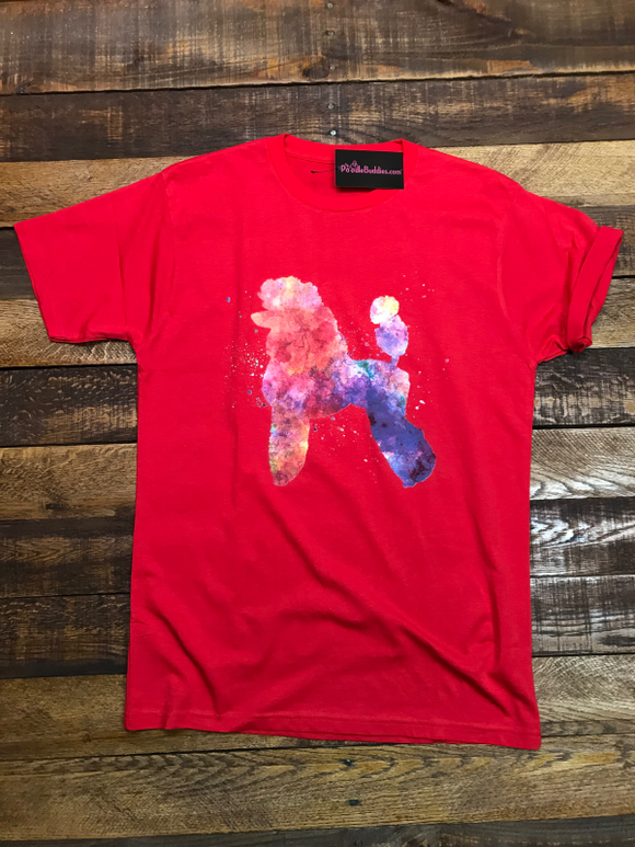 WATERCOLOR POODLE T-SHIRT - RED