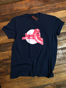 PINK RELAXING POODLE T-SHIRT - NAVY BLUE