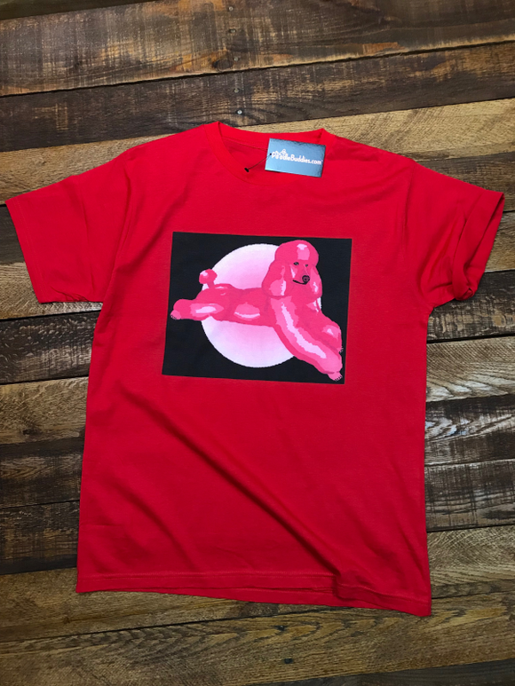 PINK RELAXING POODLE T-SHIRT - RED