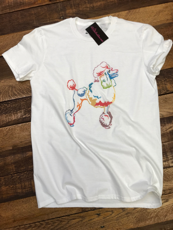 WHITE ART POODLE T-SHIRT - WHITE