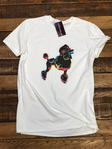 BLACK ART POODLE T-SHIRT - WHITE