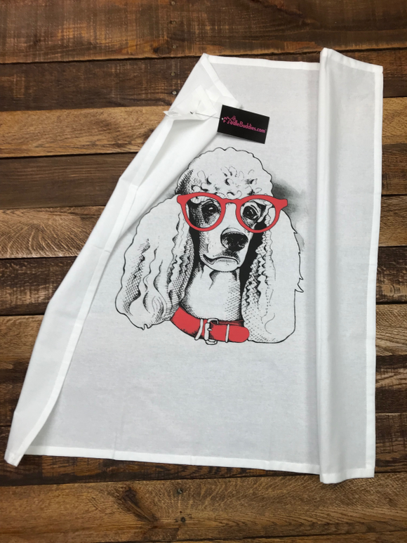 EYEGLASSES POODLE FLOUR SACK TOWEL 100% COTTON