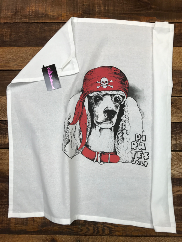 PIRATE POODLE FLOUR SACK TOWEL 100% COTTON