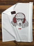 HEADPHONES POODLE FLOUR SACK TOWEL 100% COTTON