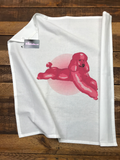 PINK RELAXING POODLE FLOUR SACK TOWEL 100% COTTON