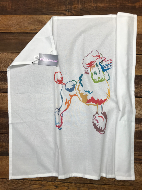 WHITE ART POODLE FLOUR SACK TOWEL 100% COTTON