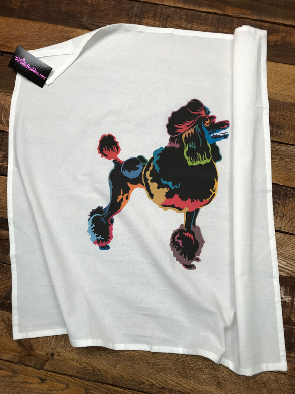 BLACK ART POODLE FLOUR SACK TOWEL 100% COTTON
